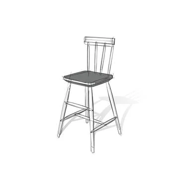 Technical drawing of a bar stool in an architectural style Stock-Illustration