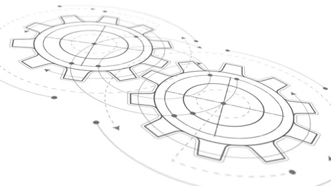 Technical drawing of gears .Mechanical Engineering background . Stock Footage 286858715