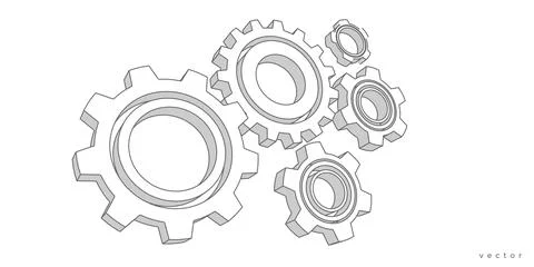 Technical drawing of gears .Mechanical Engineering background . Stock Illustration