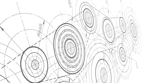 Technical drawing of gears .Rotating mec... | Stock Video | Pond5
