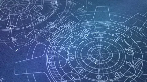 Technical drawing of gears.Mechanical Engineering background . Stock Footage 286858770