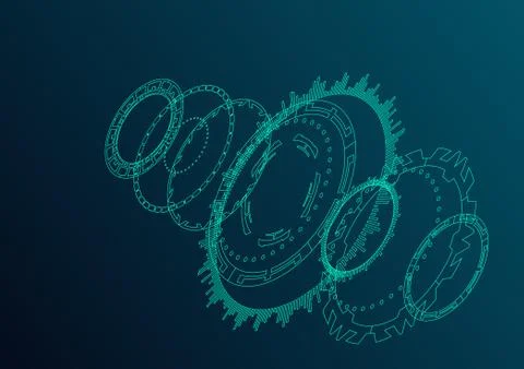 Technical drawing in isometric view. Stock Illustration