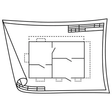 Technical drawing line. Nice new drawing of blue drawing paper. Stock Illustration