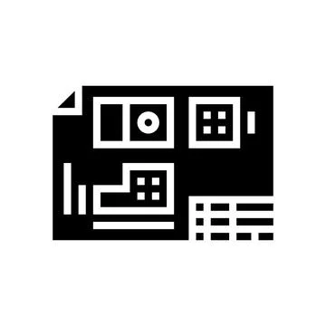 Technical drawing mechanical engineer glyph icon vector illustration Stock Illustration