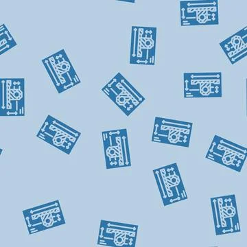 Technical drawing mechanical engineer glyph vector seamless pattern Stock Illustration