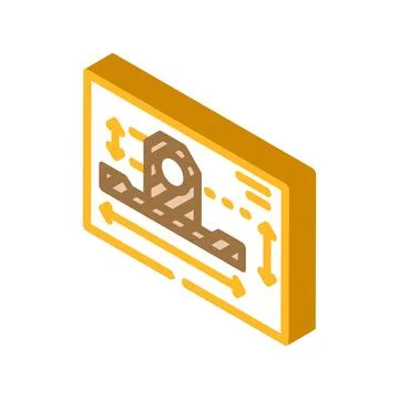 Technical drawing mechanical engineer isometric icon vector illustration 스톡 일러스트
