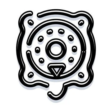 Technical drawing of a mechanical gear part icon Stock Illustration
