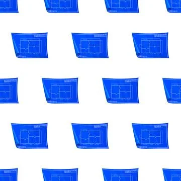 Technical drawing pattern. Nice new drawing of blue drawing paper with house Иллюстрация