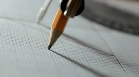 Technical Drawing with pencil,compass Stock Footage 20486530