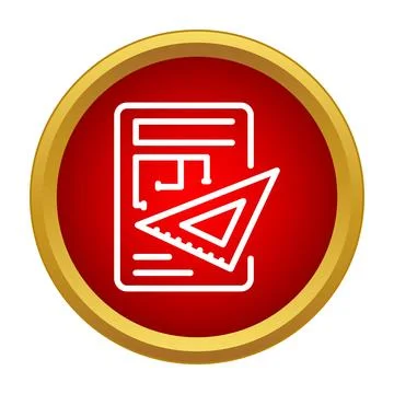 Technical drawing plan with a set square icon Stock Illustration