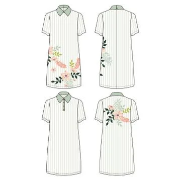 Technical drawing of pollo dress. Stock Illustration
