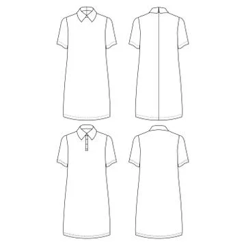 Technical drawing of pollo dress. Stock Illustration
