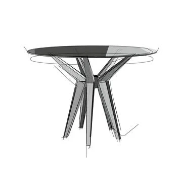 Technical drawing of a restaurant round table in an architectural style Stock-Illustration