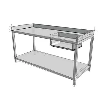 Technical drawing of a restaurant sink in an architectural style Stock-Illustration
