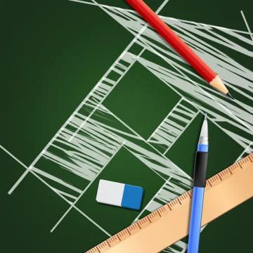 Technical Drawing Shows Design Equipment 3d Illustration Stock Illustration