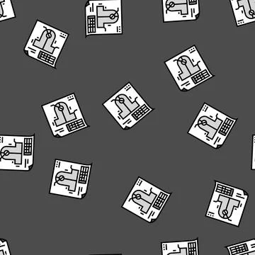 Technical drawings architectural drafter vector seamless pattern Stock Illustration