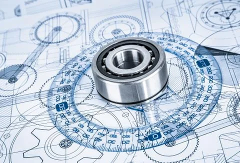 Technical drawings with the bearing 스톡 일러스트