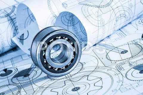 Technical drawings with the bearing Stock Illustration