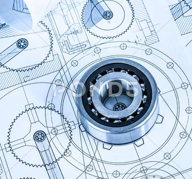 Technical drawings with the bearing Stock Illustration