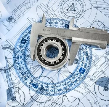 Technical drawings with the bearing Foto stock