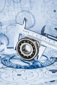 Technical drawings with the bearing Stock Photos