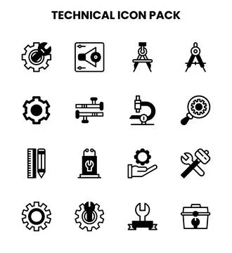 Technical DuoTone Collection Icons Pack Stock Illustration
