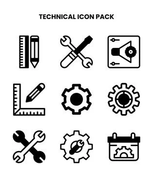 Technical DuoTone Set Icons Pack 库存插图