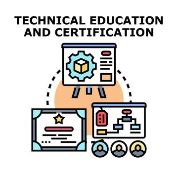 Technical education and certification concept developing professional skills Stock Illustration