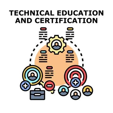 Technical education and certification vector concept Stock Illustration