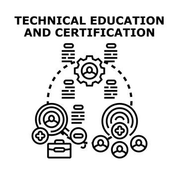 Technical education and certification vector concept Illustration