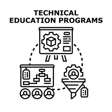 Technical education programs developing modern workforce skills 库存插图