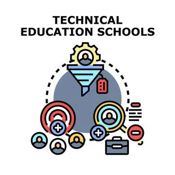 Technical education schools developing skills and career opportunities Stock Illustration