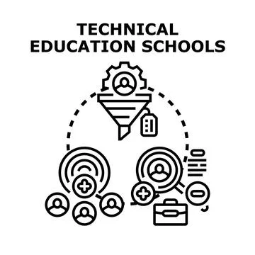 Technical education schools developing skills and career opportunities Stock Illustration