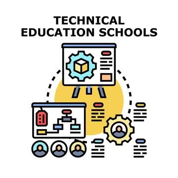 Technical education schools providing professional skills development Stock Illustration