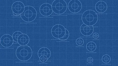 Technical engineering mechanical gear components blueprint diagram on grid .. Stock Illustration