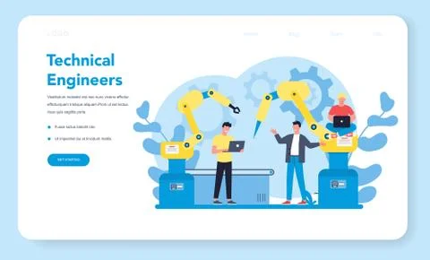 Technical engineering web banner or landing page concept. Stockillustratie