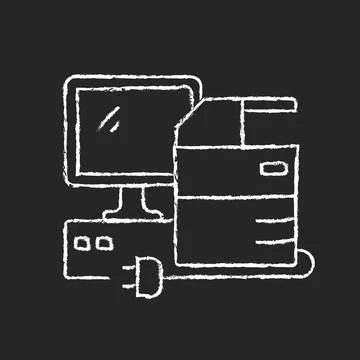 Technical equipment chalk white icon on dark background Stock Illustration