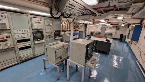 Technical Equipment Room Inside USS Midway, San Diego, United States Stock Photos
