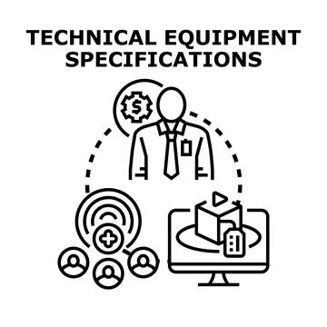 Technical equipment specification development process management Stockillustratie