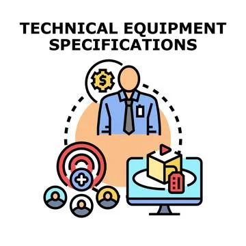 Technical equipment specification development process management Stock Illustration