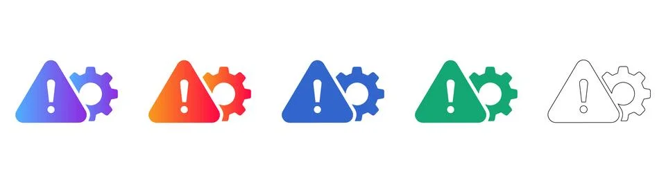 Technical Error and Maintenance Icons 스톡 일러스트