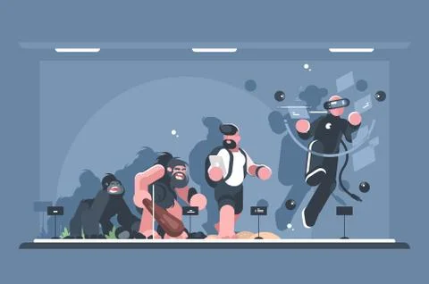 Technical evolution of man Stock Illustration