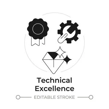 Technical excellence modern flat line concept icon Stock Illustration