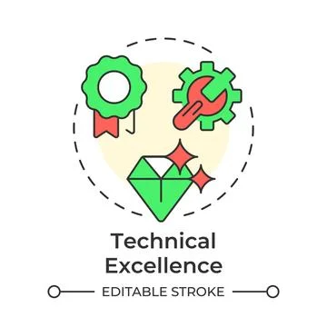 Technical excellence multi color concept icon Stock Illustration