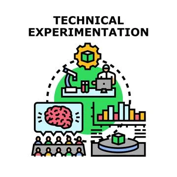 Technical experimentation process involving research and data analysis Stockillustratie