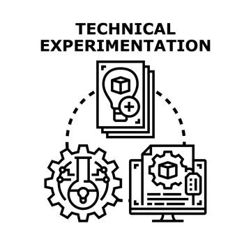 Technical experimentation process with research and digital development Stock Illustration