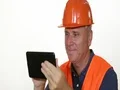 Technical Expert Person Positive Motivation Expression Accessing Tablet Program 4k or 4k+ Resolution
