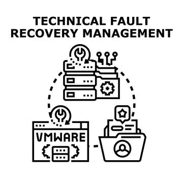 Technical fault recovery management system concept protecting data Stock Illustration