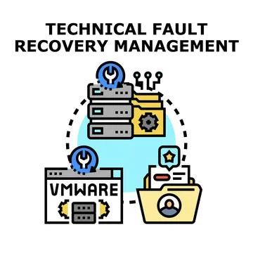 Technical fault recovery management system concept protecting data Stock Illustration