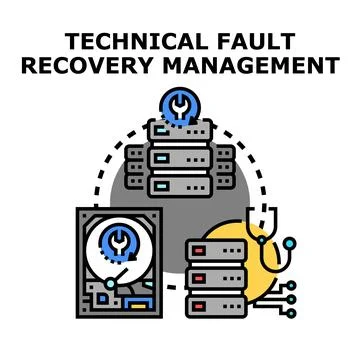 Technical fault recovery management system illustration Stock Illustration